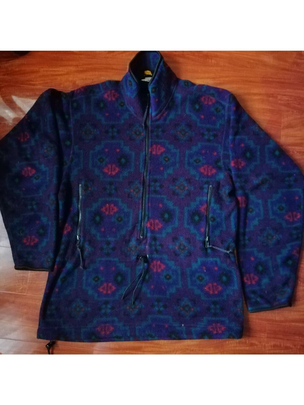 Vintage REI Aztec Pattern Print pullover 1/2 zip Fleece Jacket Made In USA
